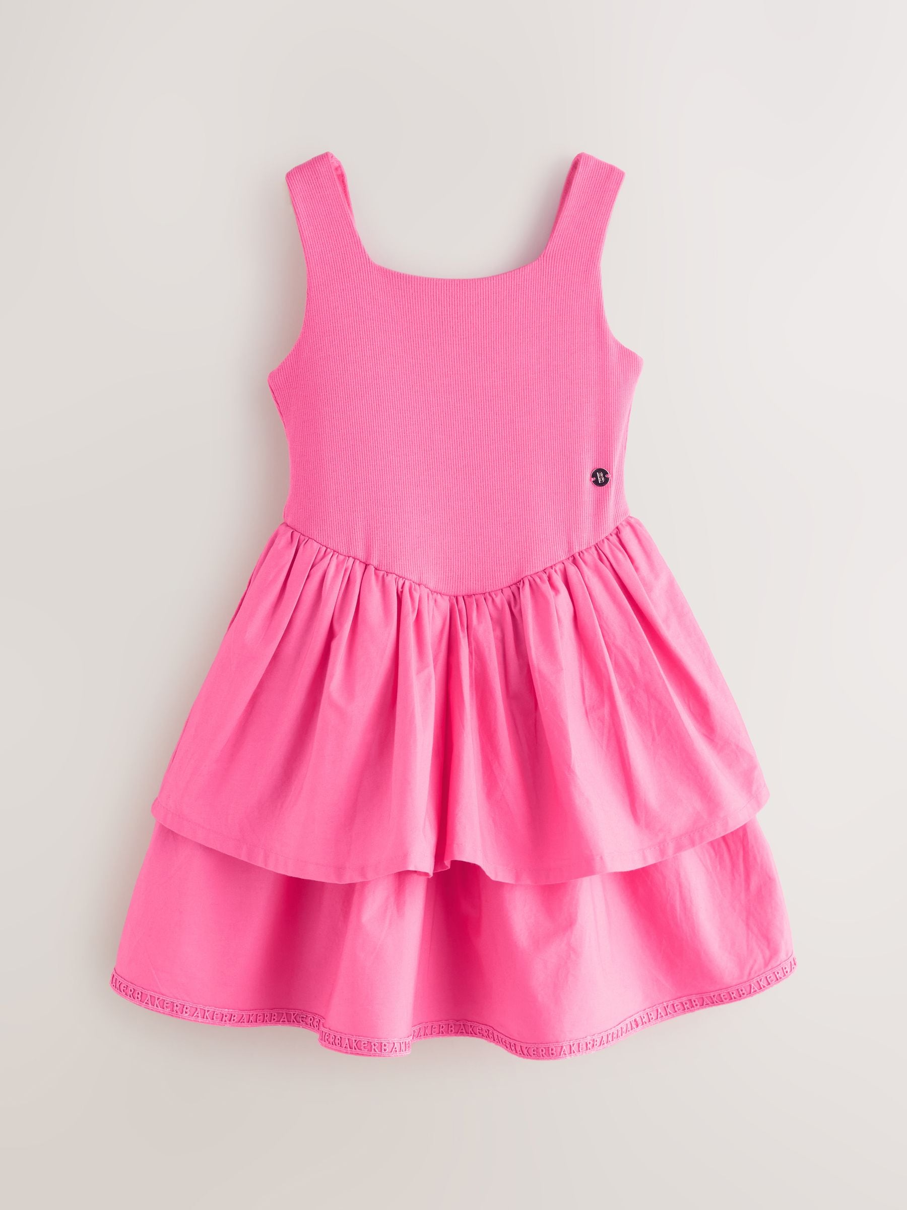 Baker by Ted Baker Pink Waisted Double Layer Skirted Dress image 5