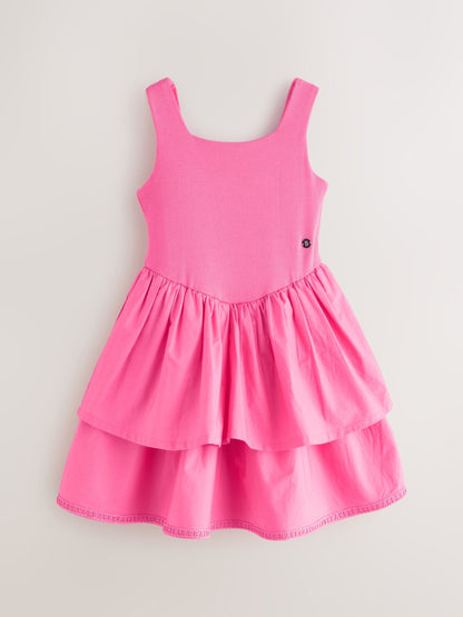 Baker by Ted Baker Pink Waisted Double Layer Skirted Dress image 5
