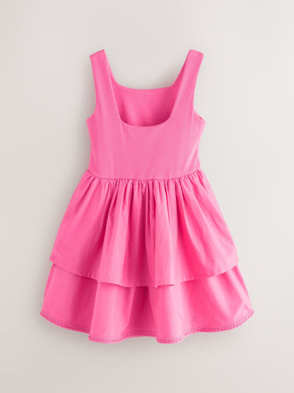 Baker by Ted Baker Pink Waisted Double Layer Skirted Dress image 6