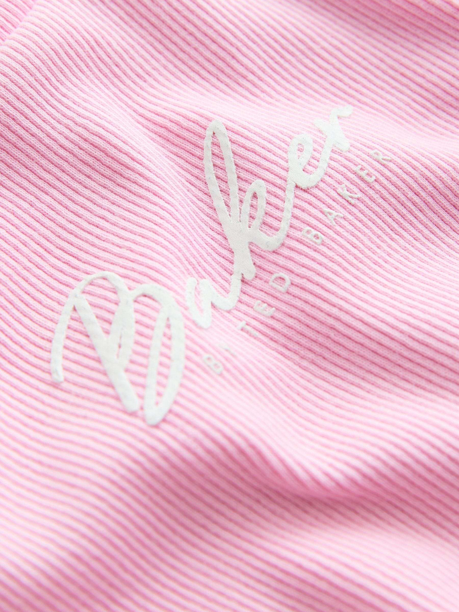 Baker by Ted Baker 2 Piece Pink Ribbed T-Shirt & Pinstripe Trousers Set image 10
