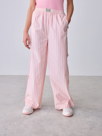 Baker by Ted Baker 2 Piece Pink Ribbed T-Shirt & Pinstripe Trousers Set image 2