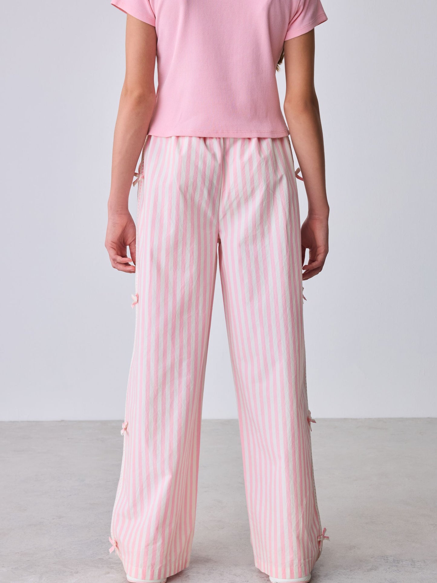 Baker by Ted Baker 2 Piece Pink Ribbed T-Shirt & Pinstripe Trousers Set image 3