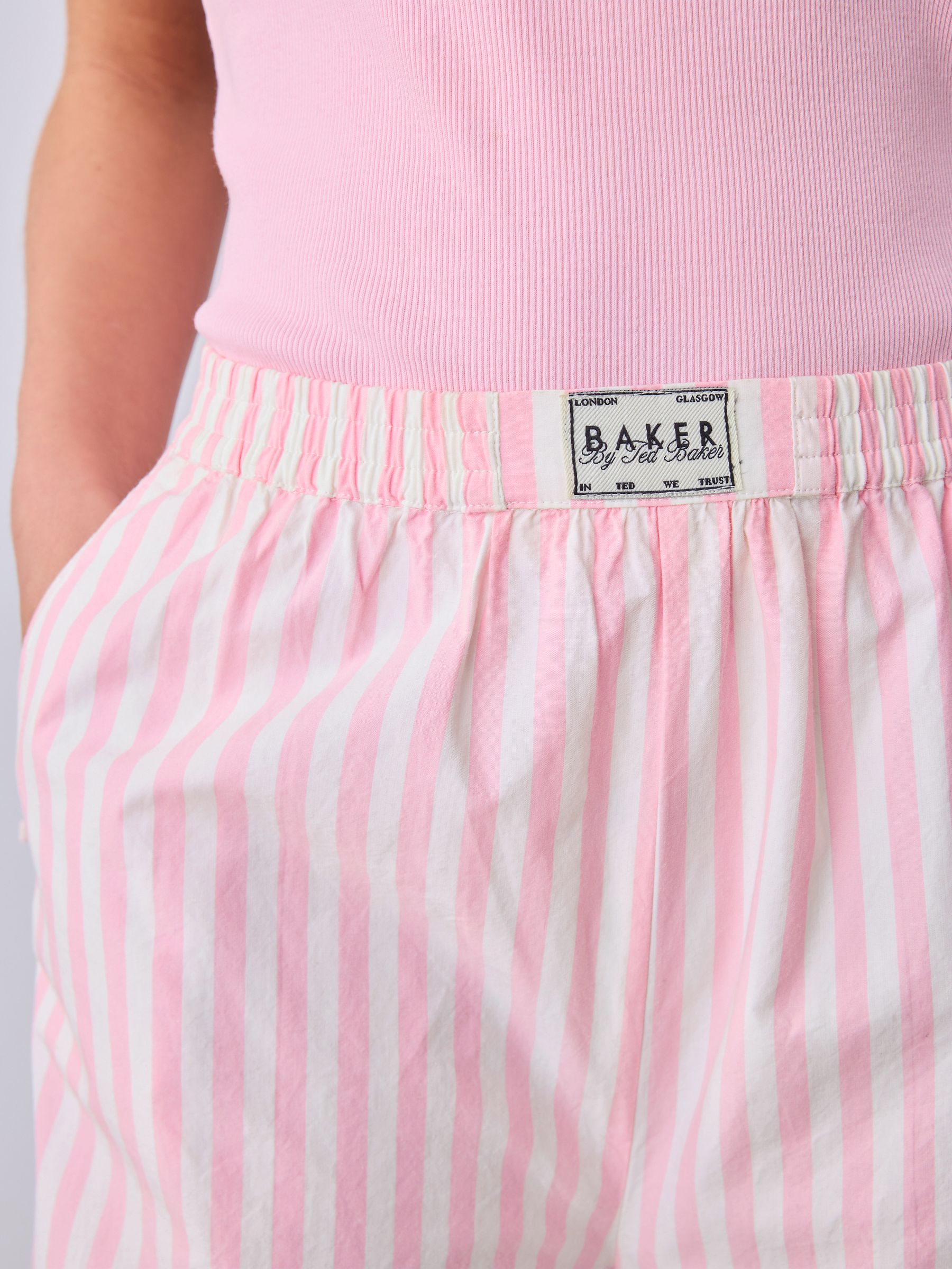 Baker by Ted Baker 2 Piece Pink Ribbed T-Shirt & Pinstripe Trousers Set image 7