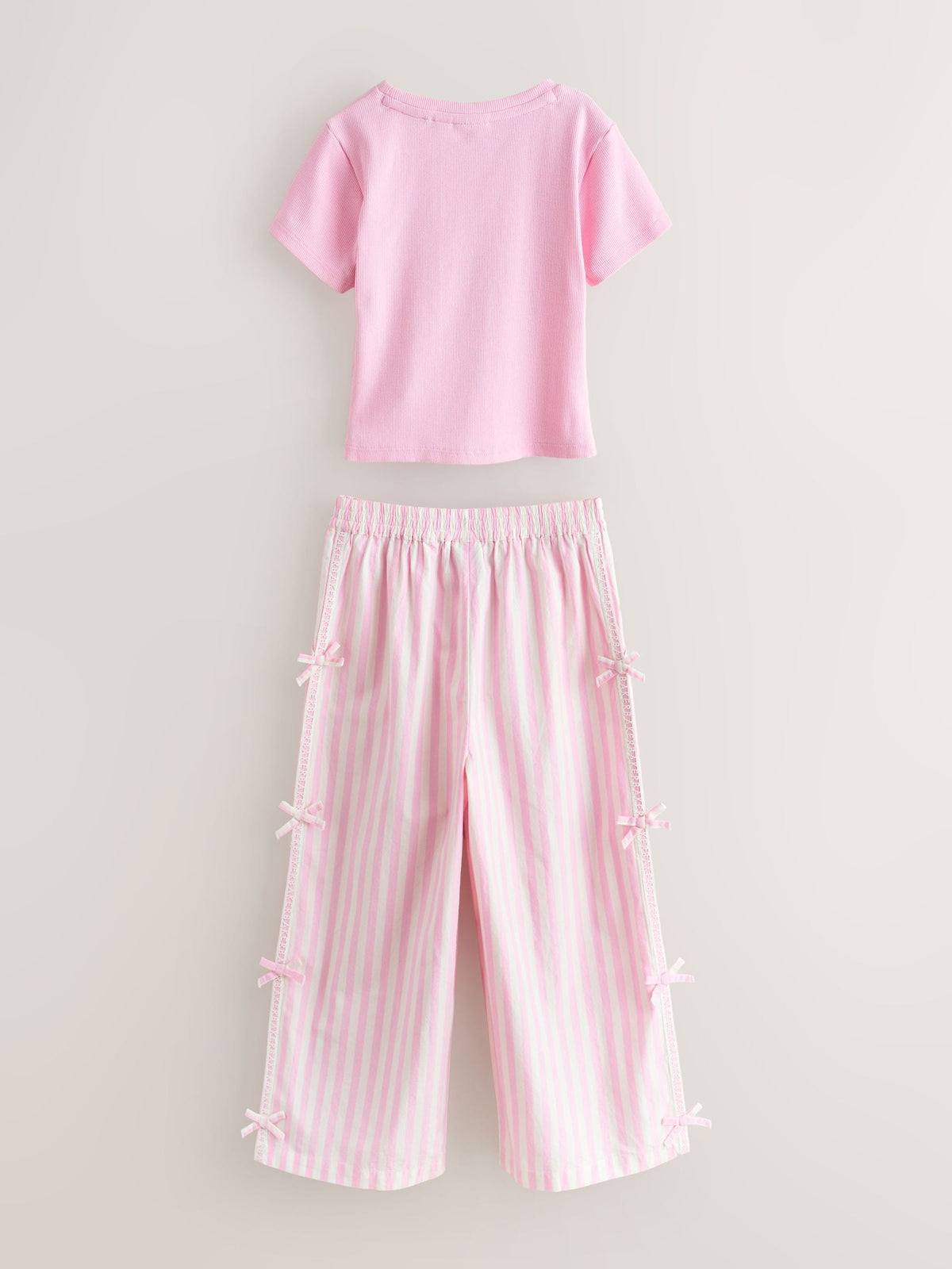 Baker by Ted Baker 2 Piece Pink Ribbed T-Shirt & Pinstripe Trousers Set image 9