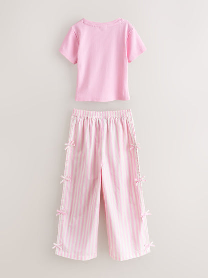Baker by Ted Baker 2 Piece Pink Ribbed T-Shirt & Pinstripe Trousers Set image 9