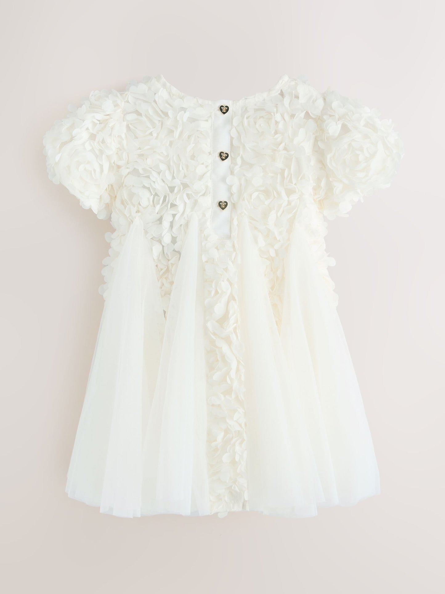 Baker by Ted Baker Cream 3D Textured Floral Mesh Godet Dress image 9