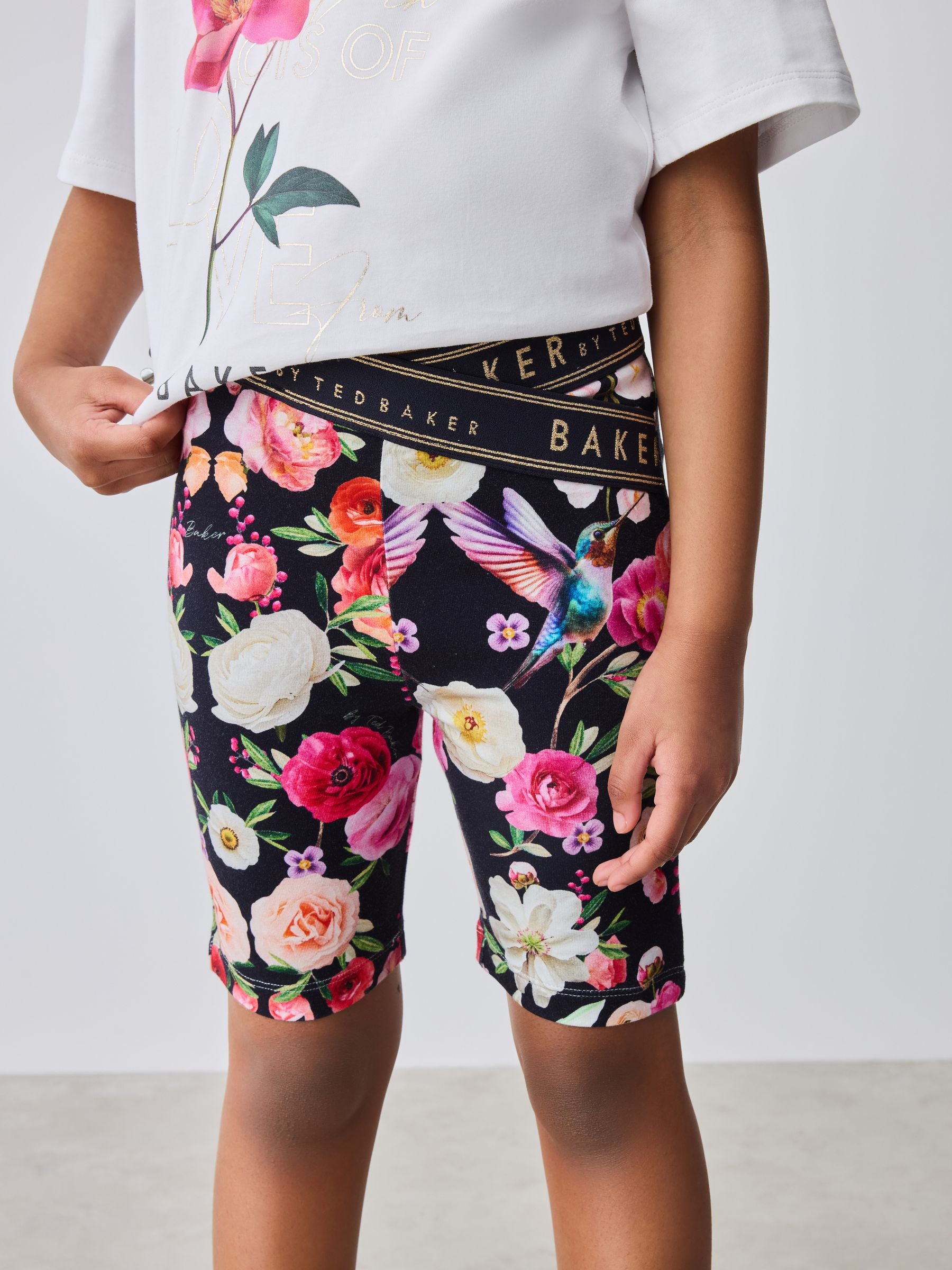 Dsiney Kidz - Baker by Ted Baker 2 Piece Peplum Frill T-Shirt & Floral Cycling Short Set image 5