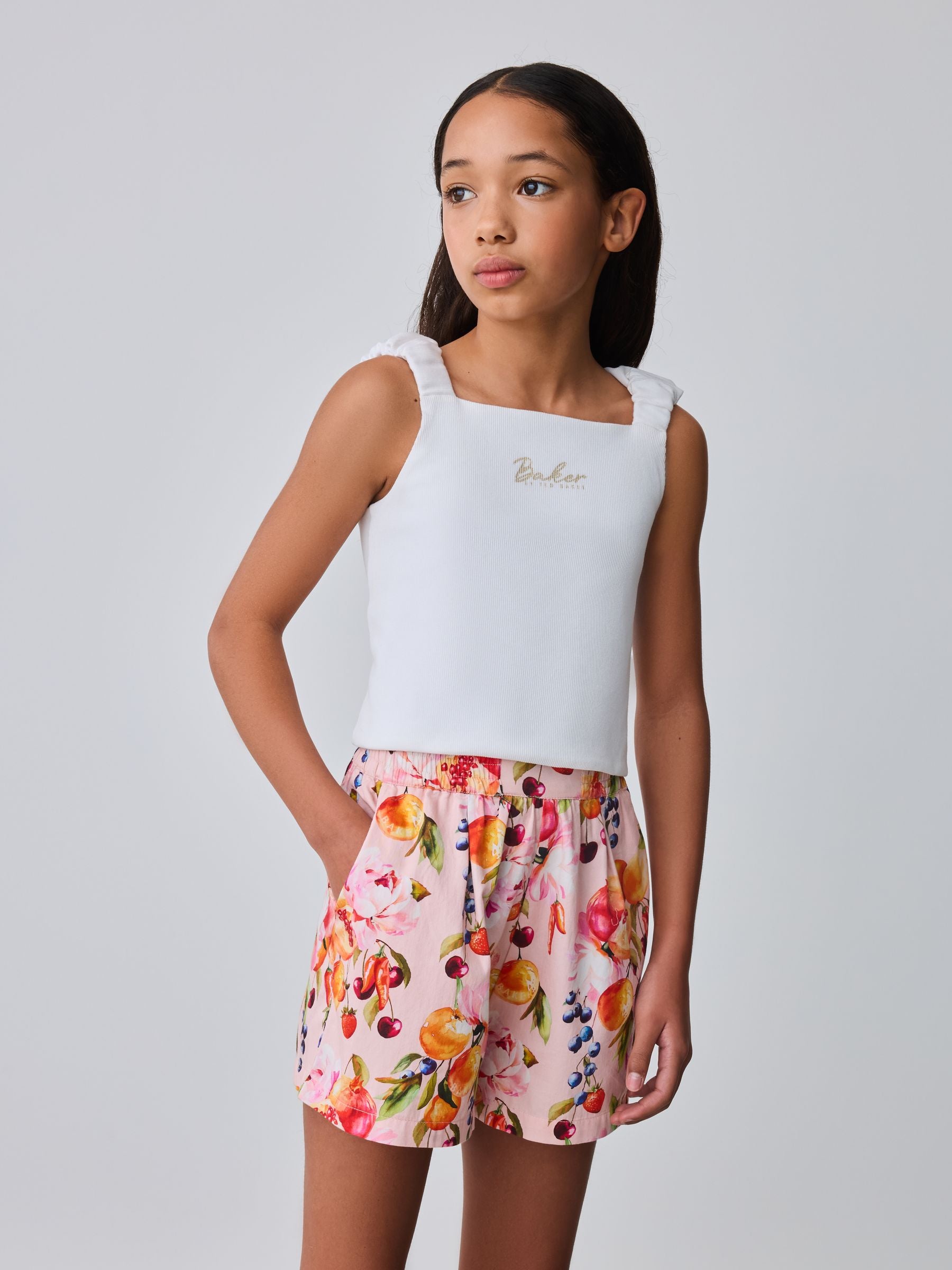 Baker by Ted Baker Multi Ruched Cropped Top & Fruit Short 2 Piece Set image 1