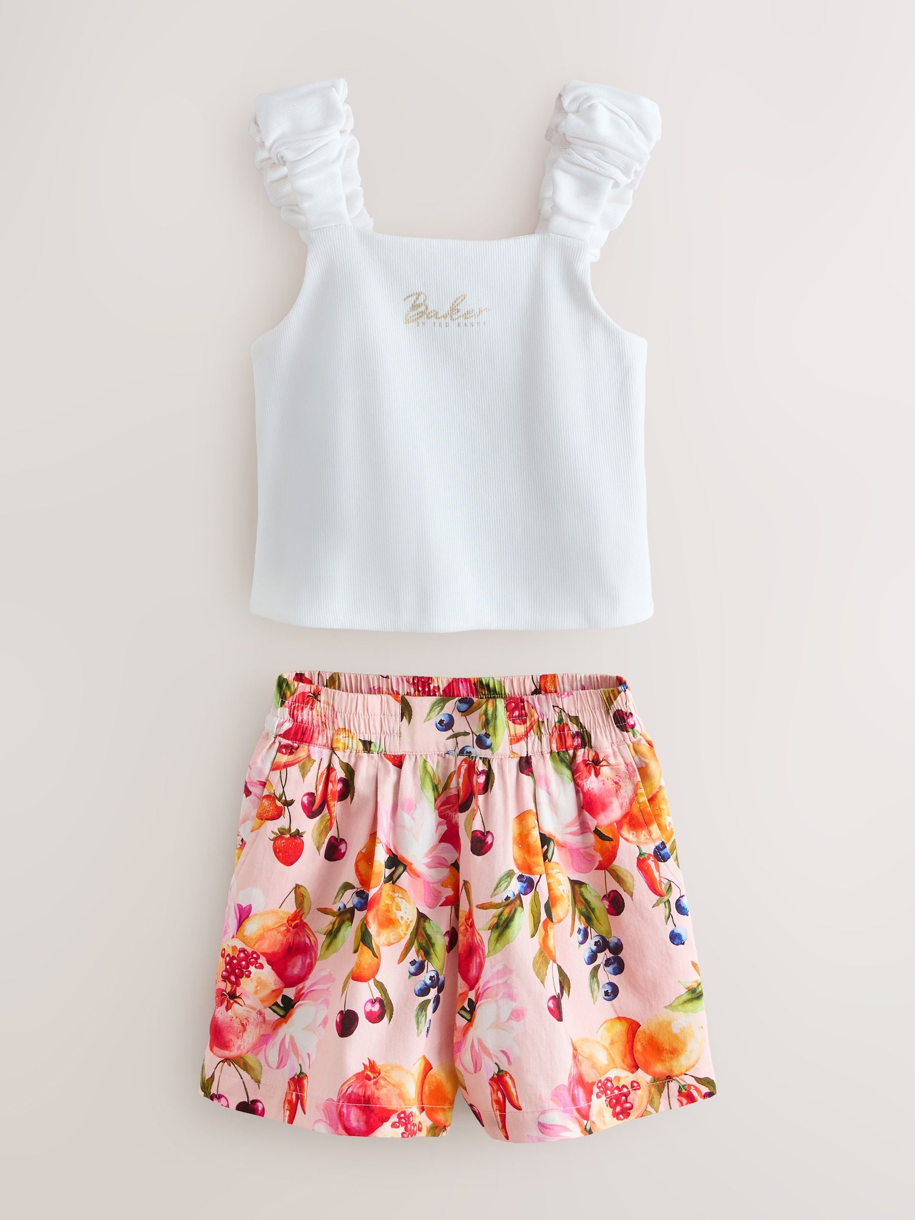 Baker by Ted Baker Multi Ruched Cropped Top & Fruit Short 2 Piece Set image 7