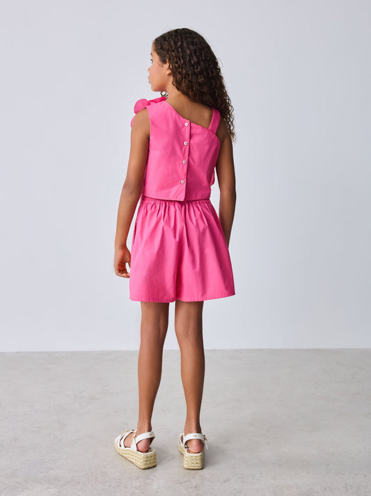 Baker by Ted Baker 2 Piece One Shoulder 3D Floral Pink Top & Shorts Set image 3