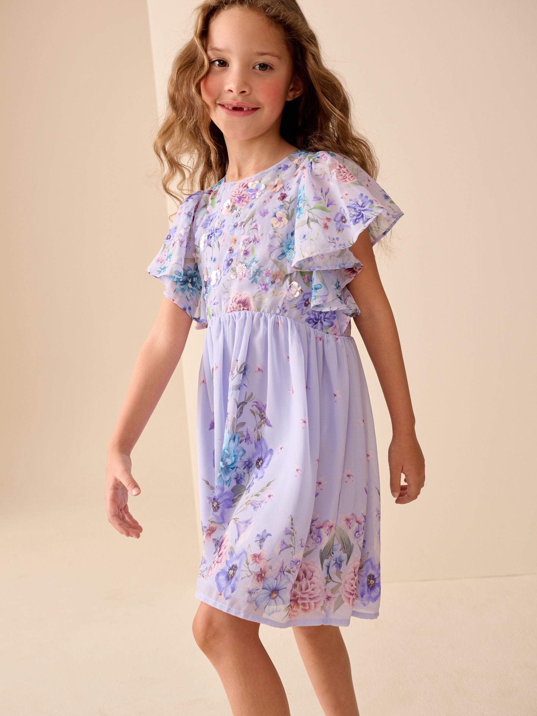 Lilac Purple Embellished Occasion Dress (3-16yrs) image 2