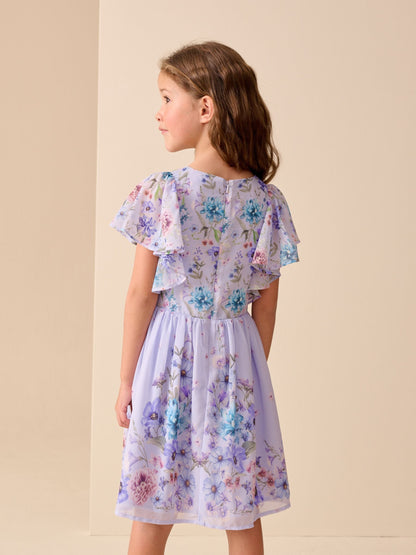 Lilac Purple Embellished Occasion Dress (3-16yrs) image 3