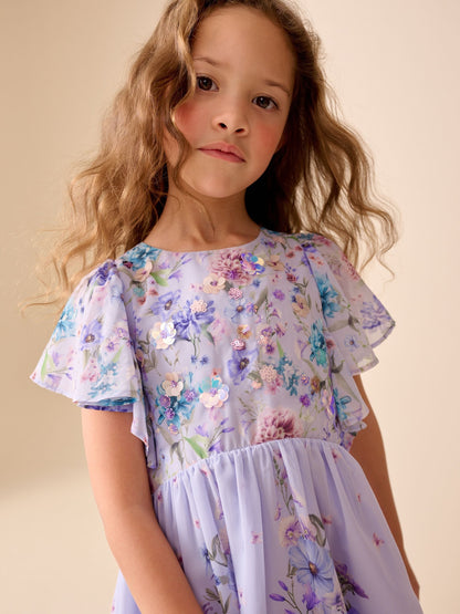 Lilac Purple Embellished Occasion Dress (3-16yrs) image 4