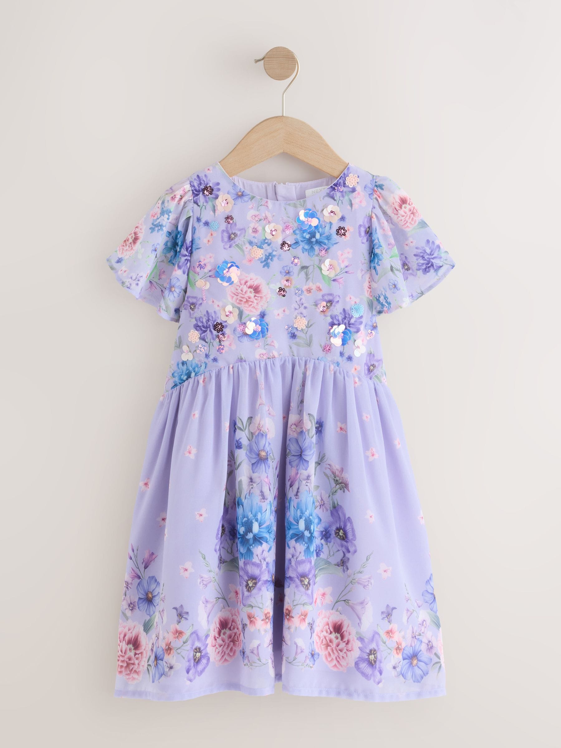 Lilac Purple Embellished Occasion Dress (3-16yrs) image 5