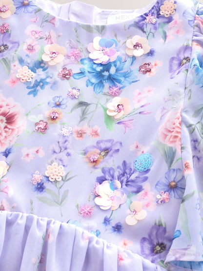 Lilac Purple Embellished Occasion Dress (3-16yrs) image 7