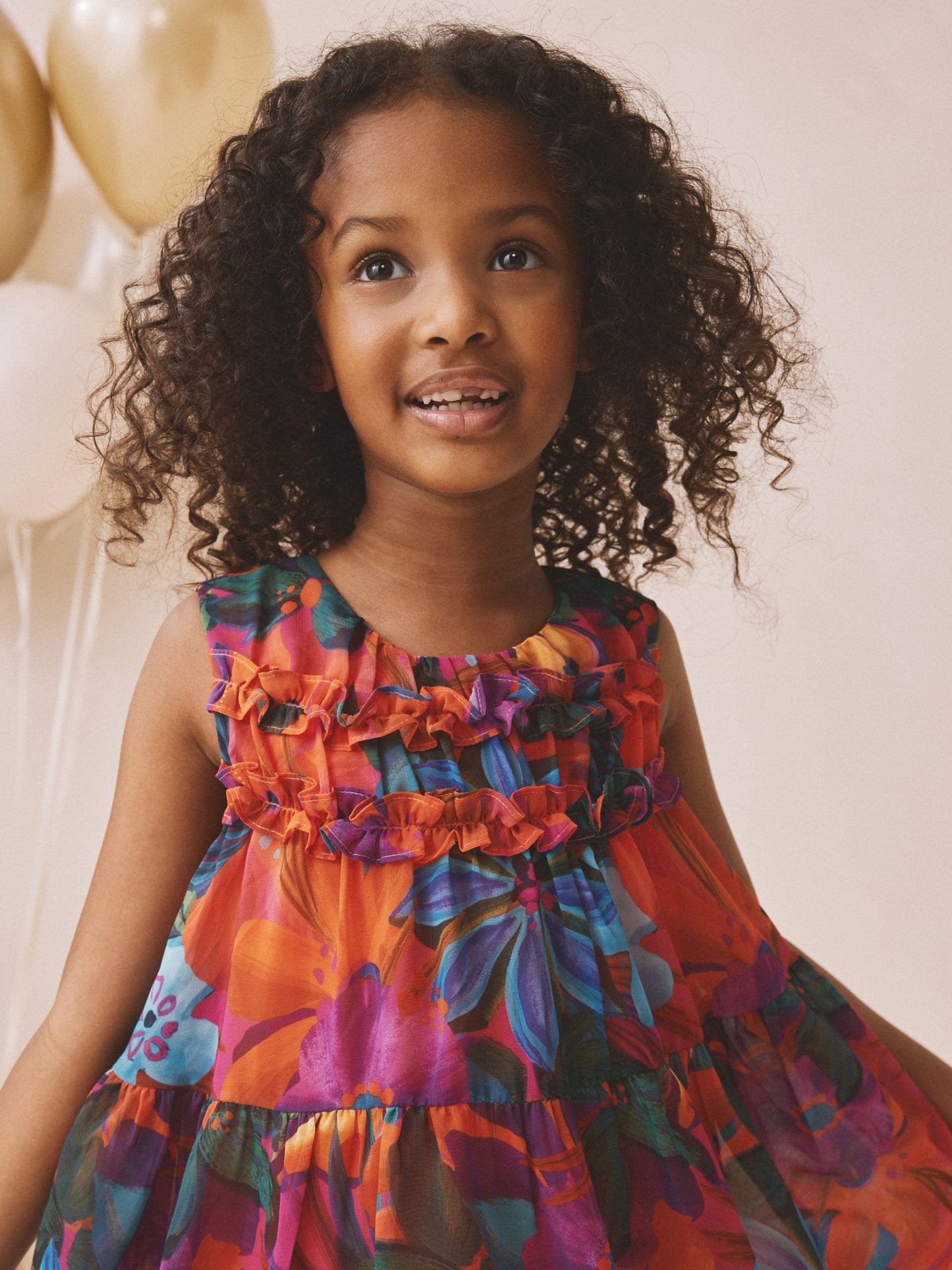 Multi Bright Floral Ruffle Occasion Dress (3-16yrs) image 3