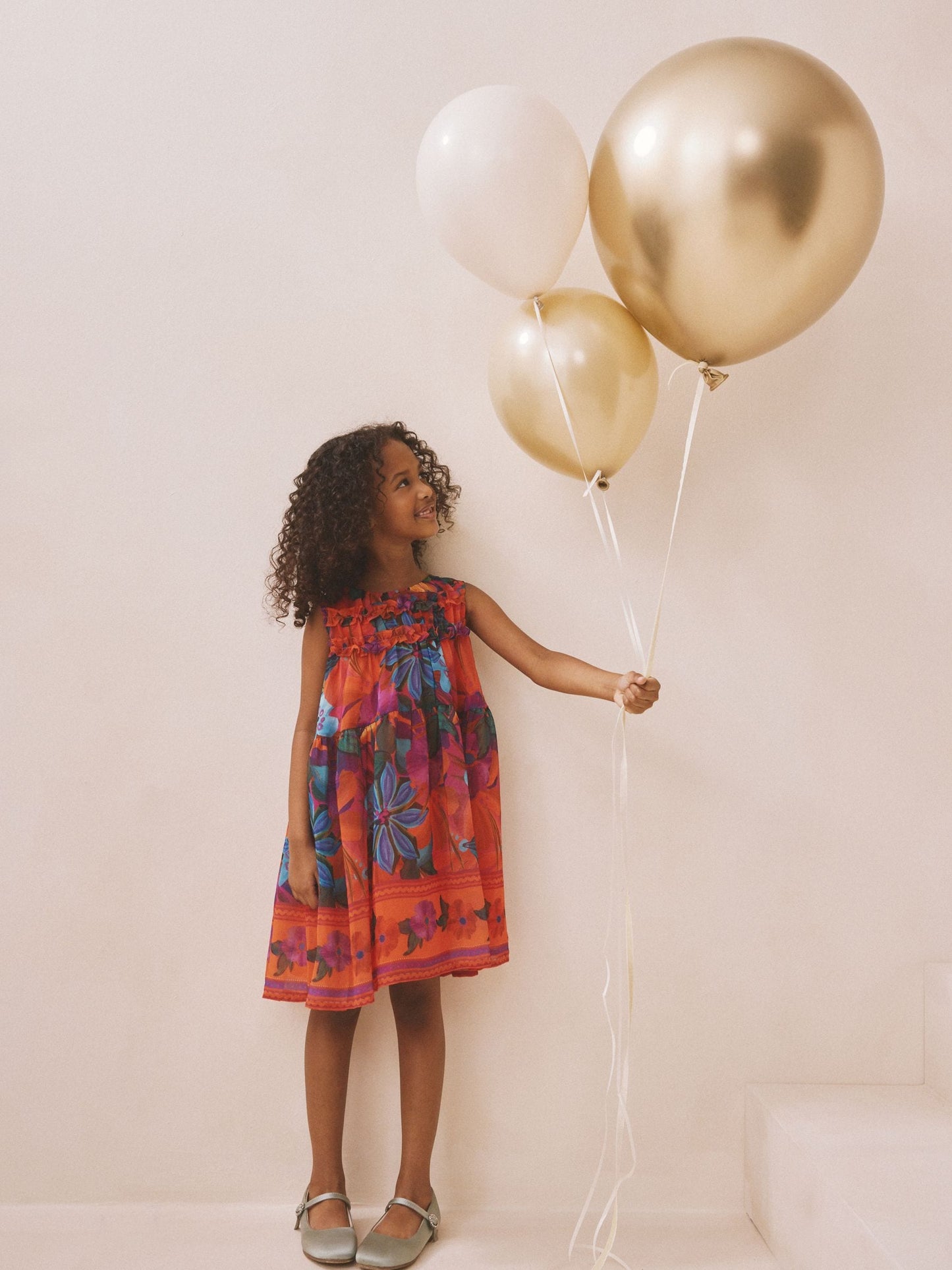Multi Bright Floral Ruffle Occasion Dress (3-16yrs) image 4
