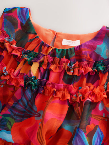 Multi Bright Floral Ruffle Occasion Dress (3-16yrs) image 9
