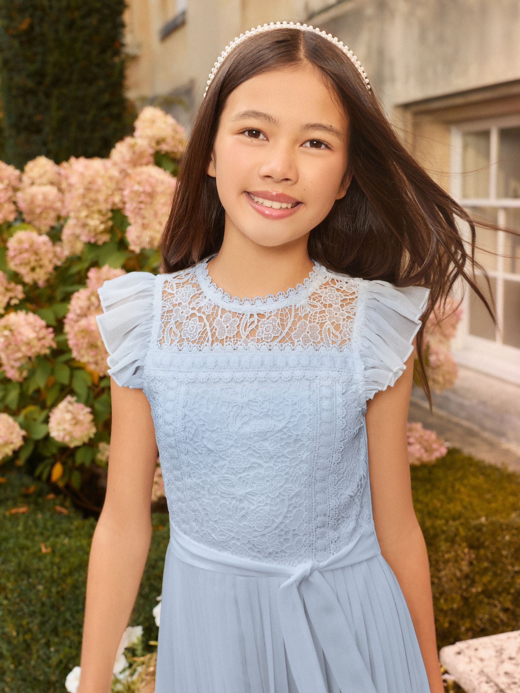 Dsiney Kidz - Lipsy Blue Lace Front Pleated Occasion Jumpsuit (7-16yrs) image 3