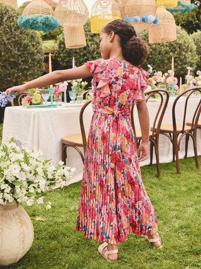 Dsiney Kidz - Pink Floral Short Sleeve Pleated Ruffle Jumpsuit (3-16yrs) image 2