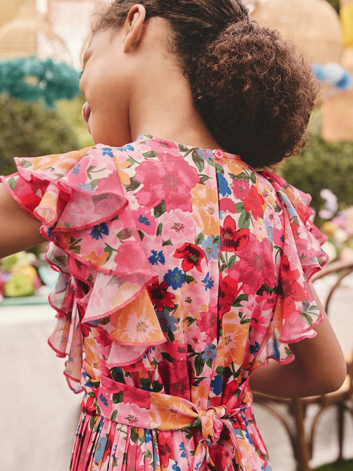 Dsiney Kidz - Pink Floral Short Sleeve Pleated Ruffle Jumpsuit (3-16yrs) image 3