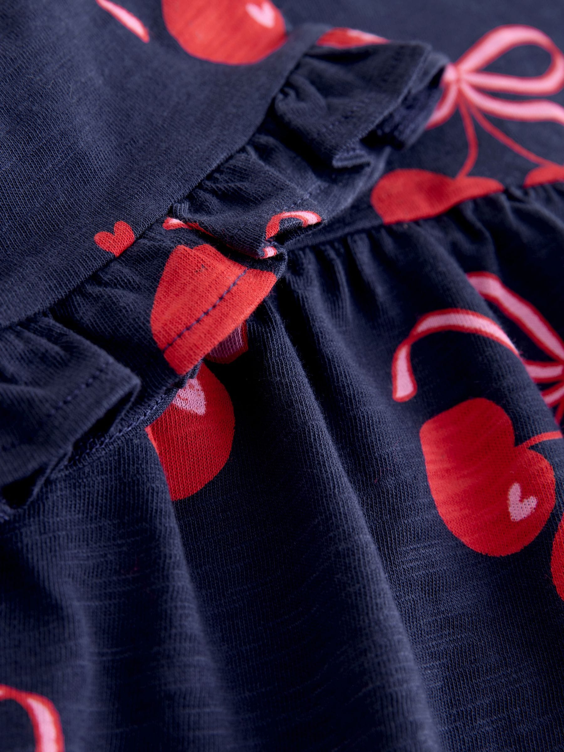 Navy Cherry Print Short Sleeve Jersey Dress (3-16yrs) image 7