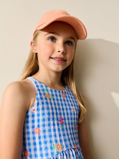 Blue Gingham Strappy Crinkle Summer Dress (3-16yrs) image 4