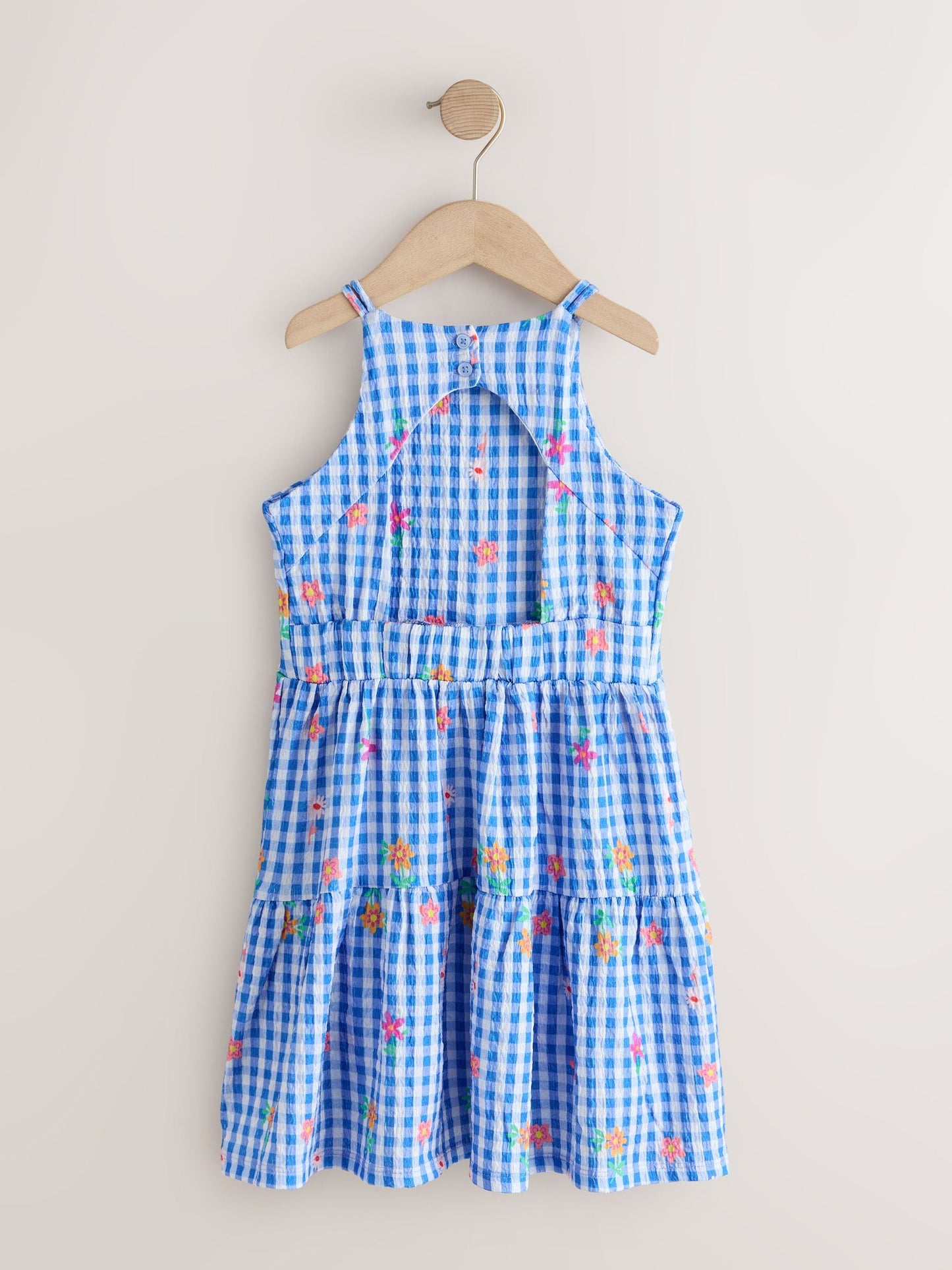 Blue Gingham Strappy Crinkle Summer Dress (3-16yrs) image 6