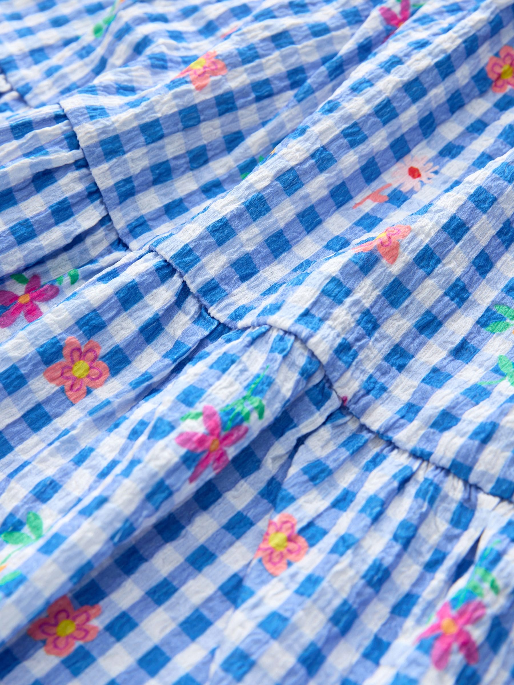 Blue Gingham Strappy Crinkle Summer Dress (3-16yrs) image 8