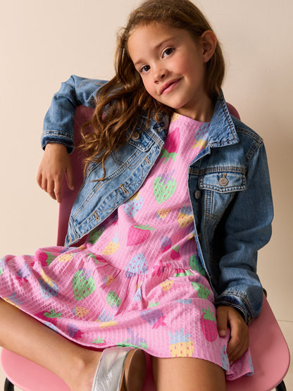Pink Strawberries Sleeveless Jersey Dress (3-16yrs) image 4