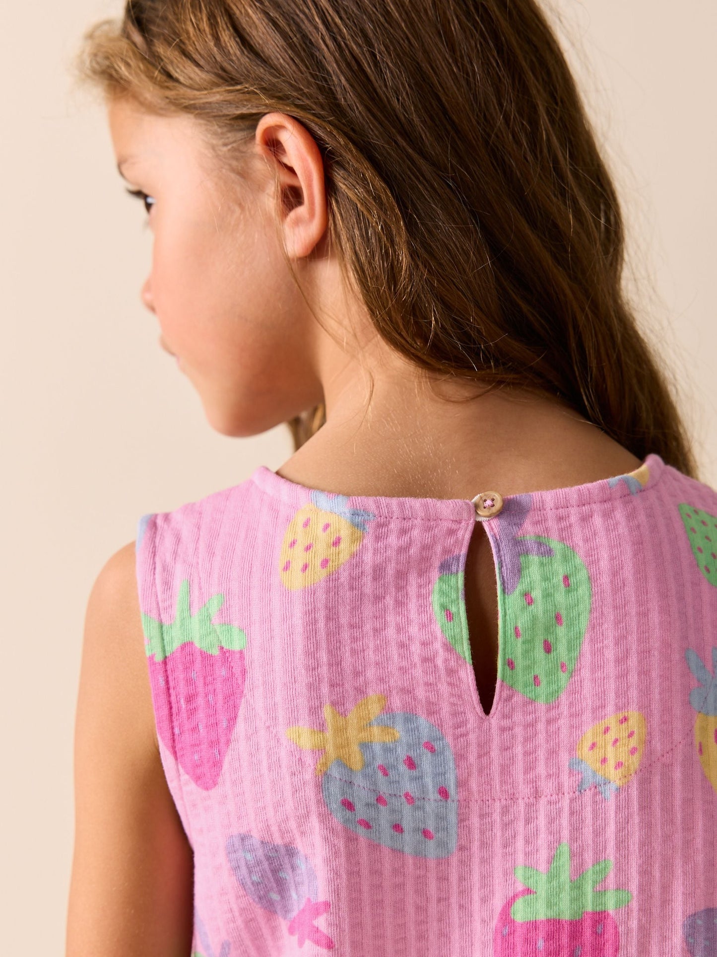 Pink Strawberries Sleeveless Jersey Dress (3-16yrs) image 6