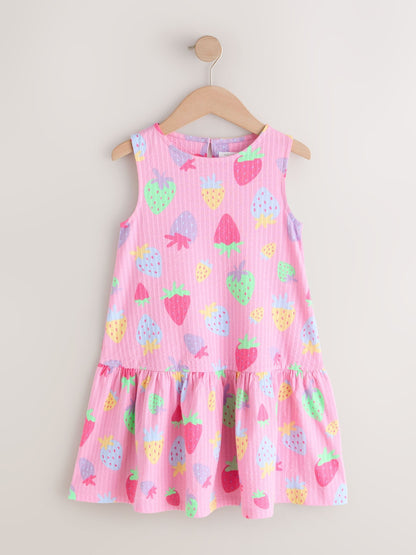 Pink Strawberries Sleeveless Jersey Dress (3-16yrs) image 7