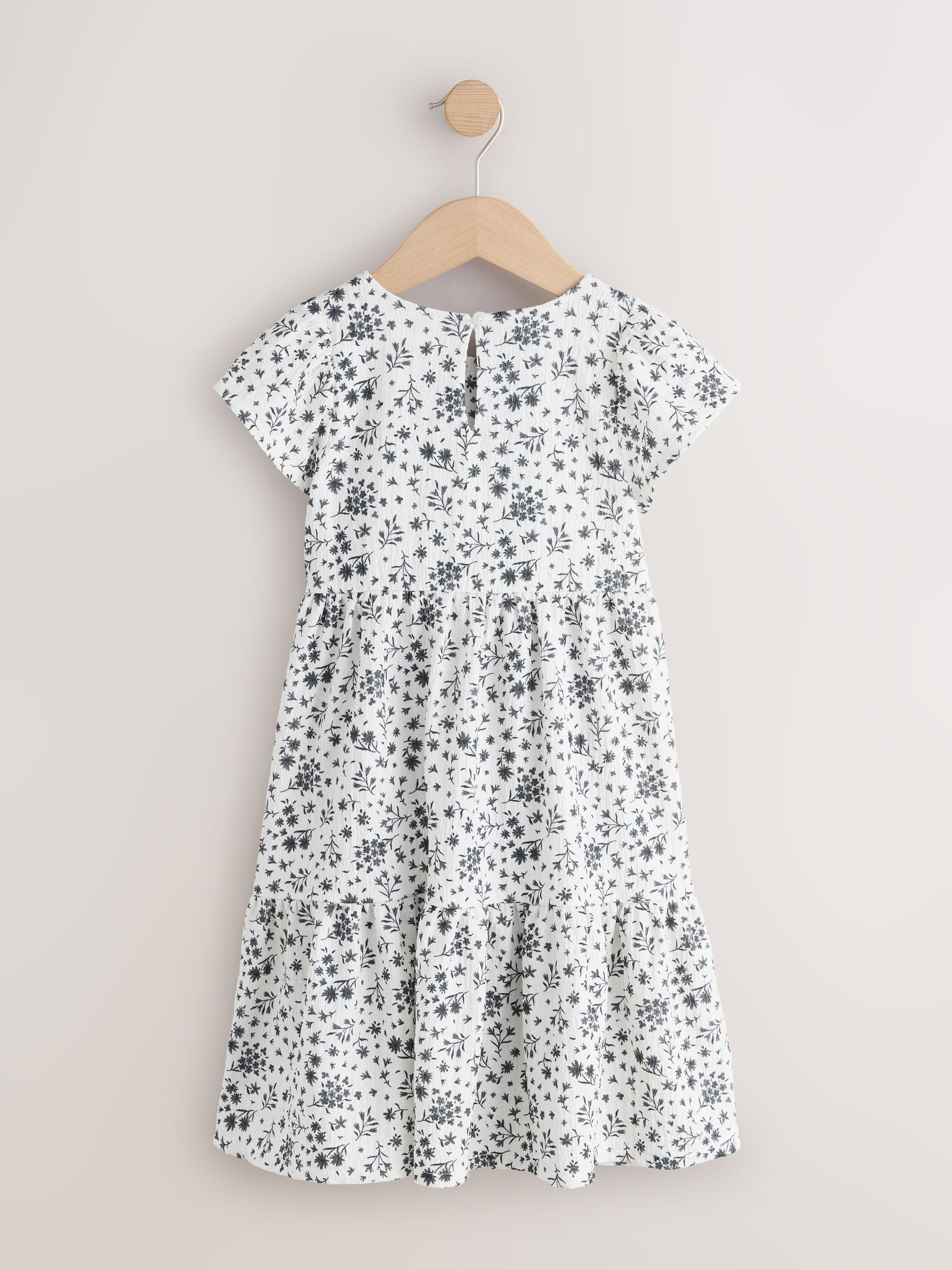 Monochrome Ditsy Angel Sleeve Crinkle Dress (3-16yrs) image 5