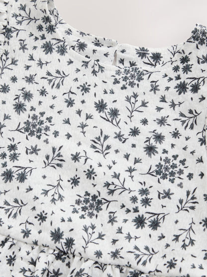 Monochrome Ditsy Angel Sleeve Crinkle Dress (3-16yrs) image 6