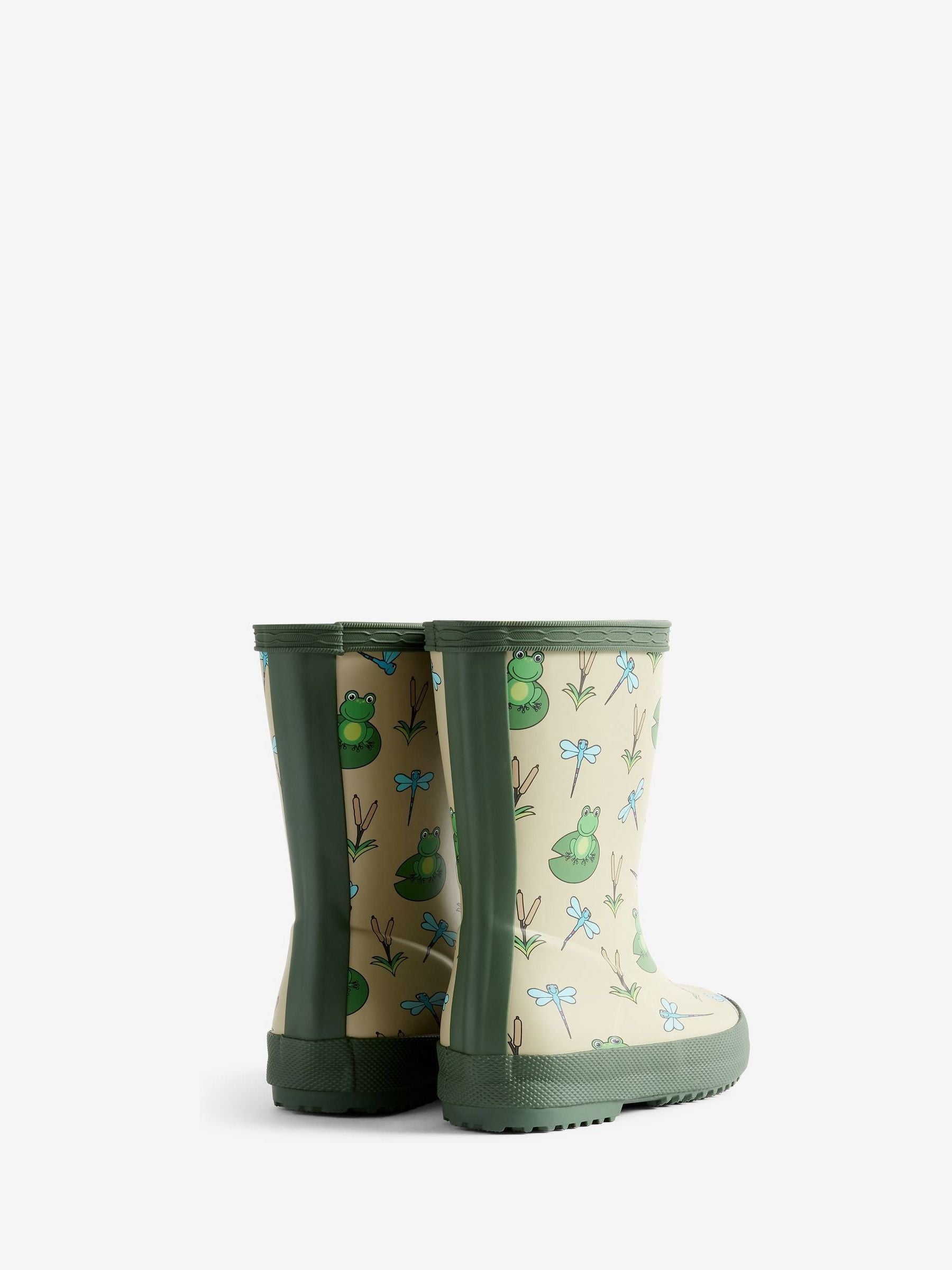 Hunter Green Kids First Classic Lilly Pad Print Wellies image 3