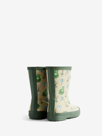 Hunter Green Kids First Classic Lilly Pad Print Wellies image 3