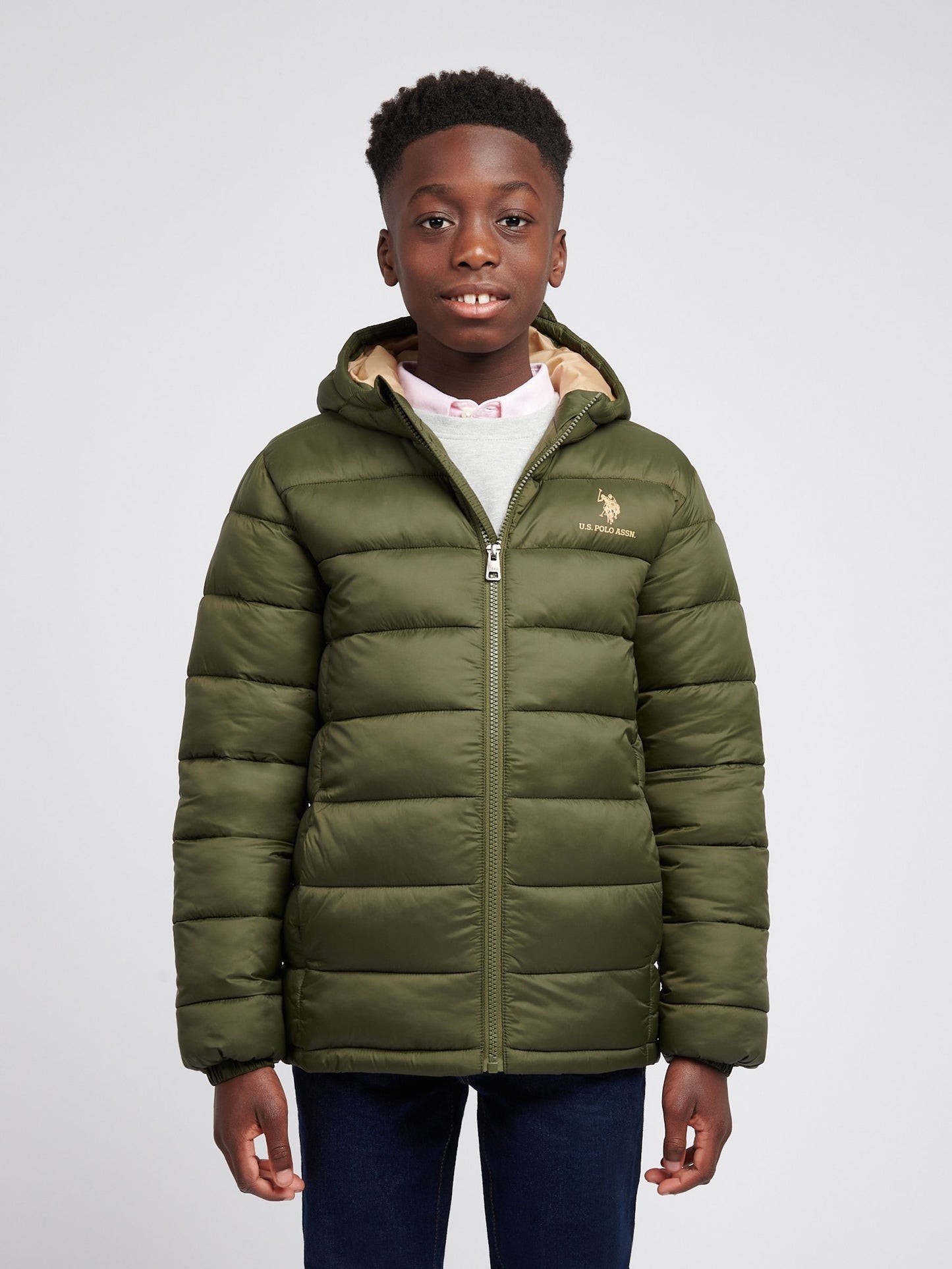 Dsiney Kidz - U.S. Polo Assn. Green Hooded Quilted Jacket image 1