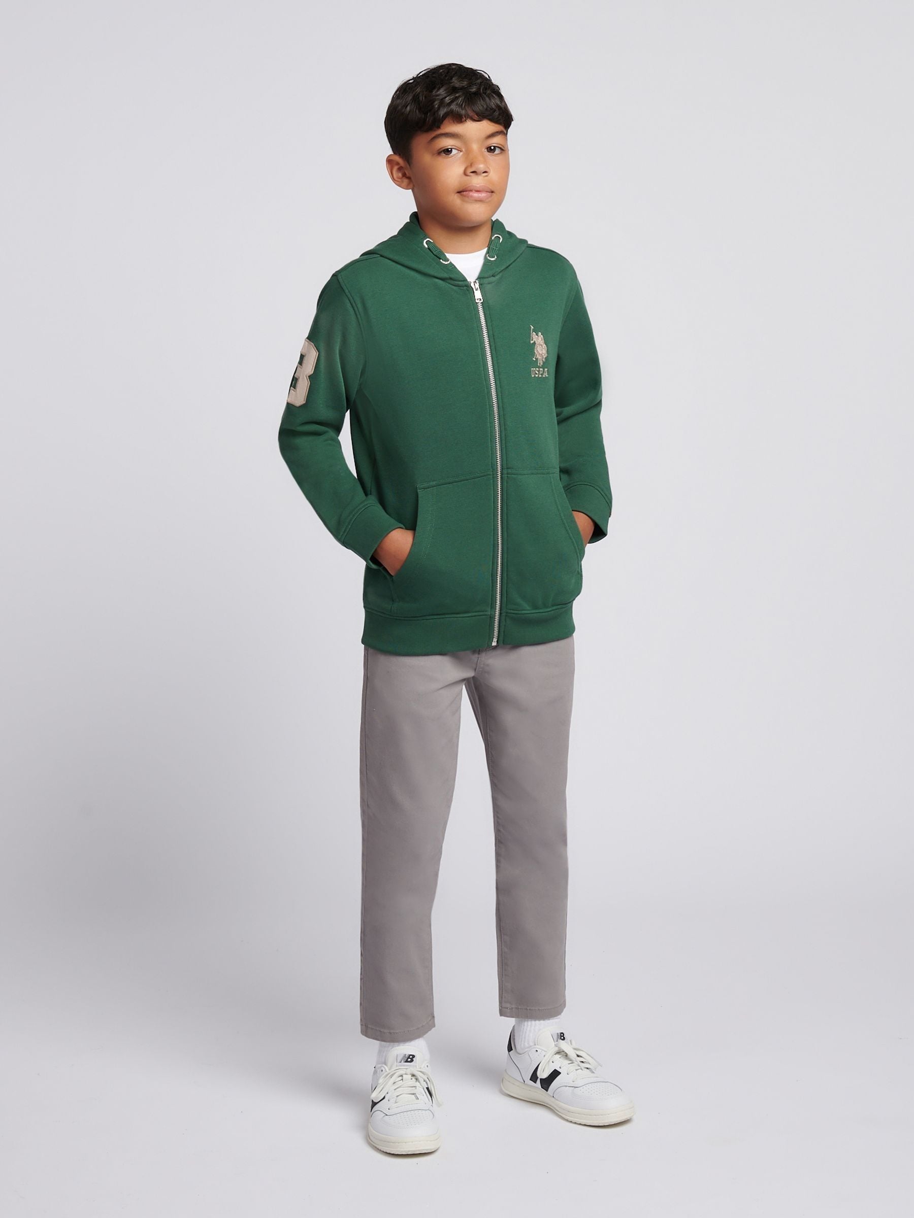 Dsiney Kidz - U.S. Polo Assn. Green Boys Player 3 Zip Hoodie image 3
