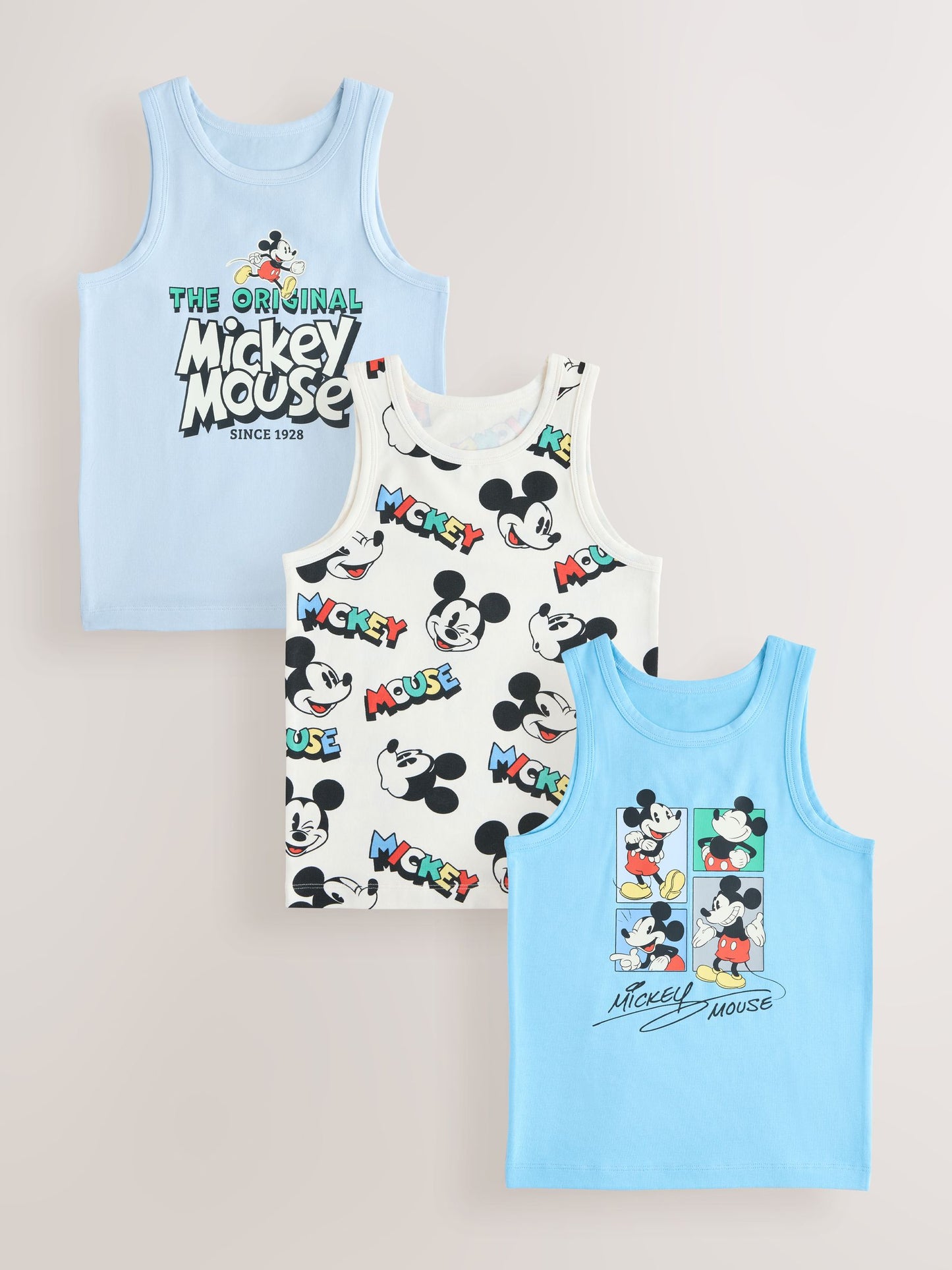 Dsiney Kidz - Blue/White Mickey Mouse Vests 3 Pack (1.5-8yrs) image 1