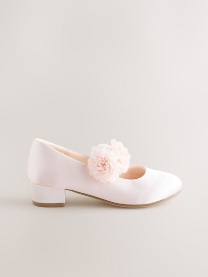 Dsiney Kidz - Pink Stain Resistant Satin Wide Fit (G) Occasion Heeled Corsage Shoes image 2