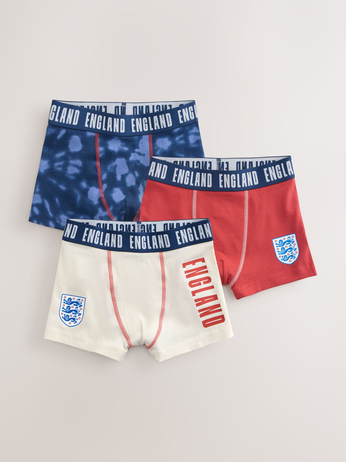 Dsiney Kidz - Red/White/Navy England FA Trunks 3 Pack (2-14yrs) image 1