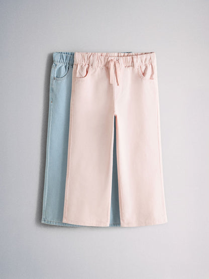 Dsiney Kidz - The Set 2 Pack Tie Waist Pull On Jeans Blue/Pink image 1