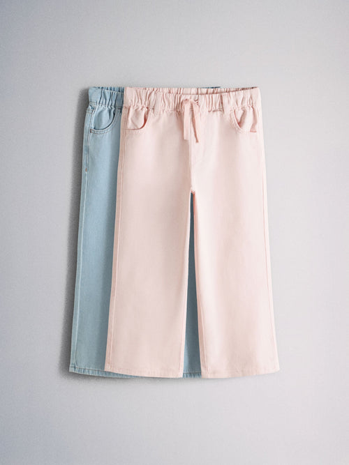 Dsiney Kidz - The Set 2 Pack Tie Waist Pull On Jeans Blue/Pink image 1