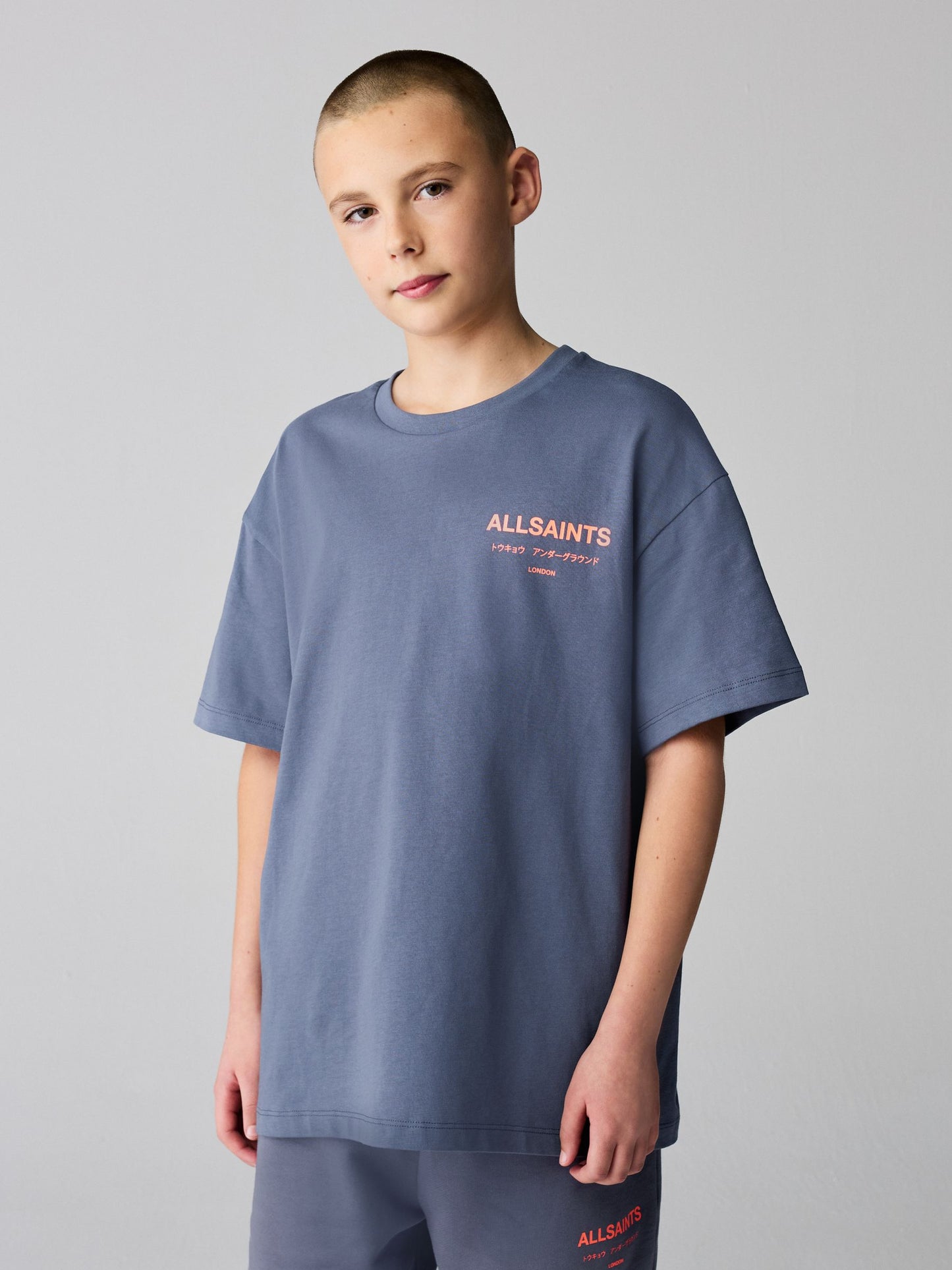 Dsiney Kidz - smALLSAINTS Mid Blue Oversized Underground Crew Neck Cotton T-Shirt image 1