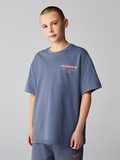 Dsiney Kidz - smALLSAINTS Mid Blue Oversized Underground Crew Neck Cotton T-Shirt image 1