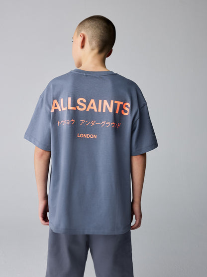 Dsiney Kidz - smALLSAINTS Mid Blue Oversized Underground Crew Neck Cotton T-Shirt image 2