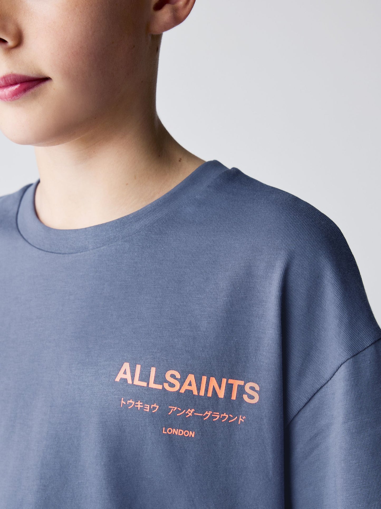 Dsiney Kidz - smALLSAINTS Mid Blue Oversized Underground Crew Neck Cotton T-Shirt image 3