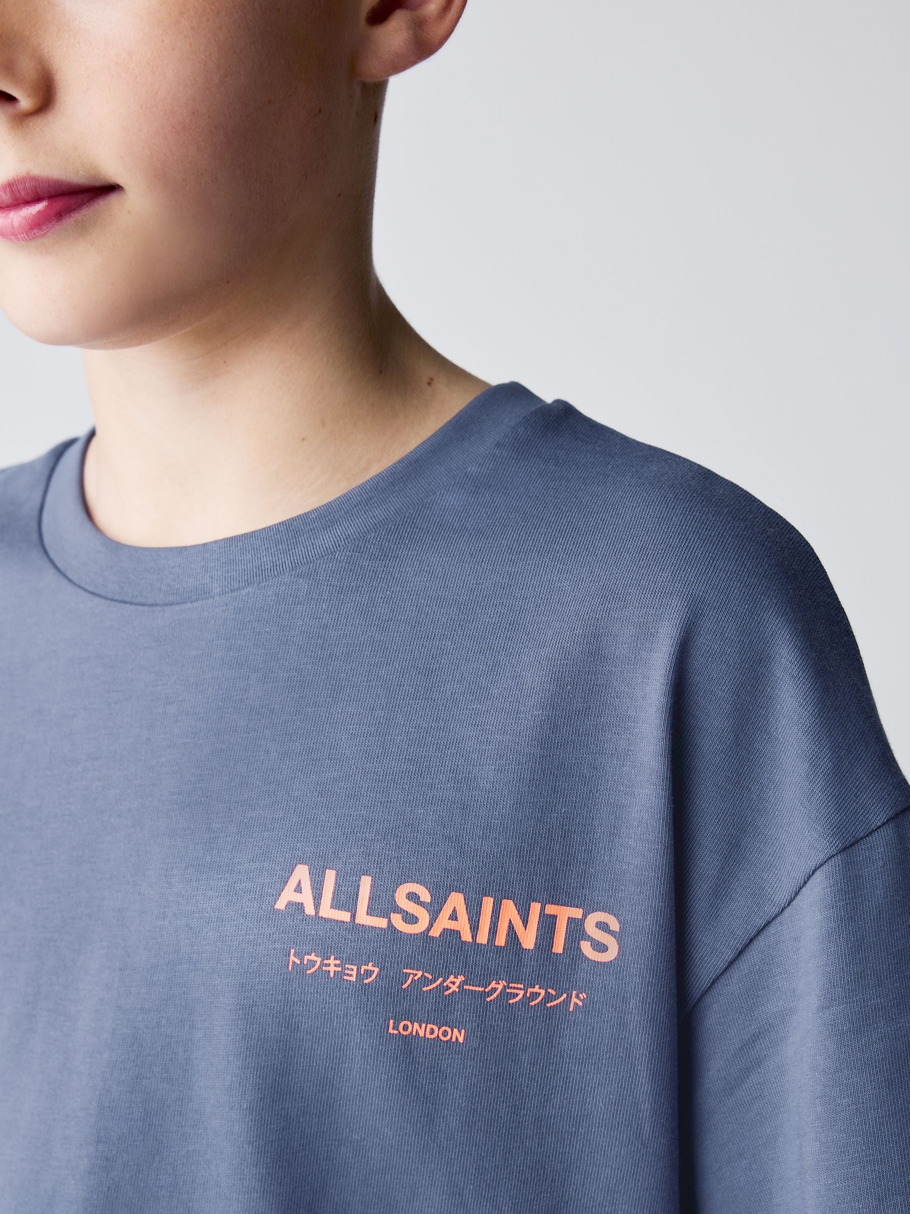 Dsiney Kidz - smALLSAINTS Mid Blue Oversized Underground Crew Neck Cotton T-Shirt image 3