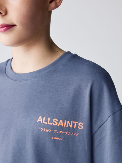 Dsiney Kidz - smALLSAINTS Mid Blue Oversized Underground Crew Neck Cotton T-Shirt image 3