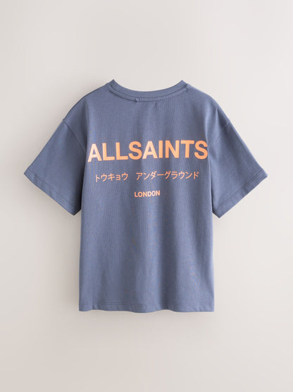 Dsiney Kidz - smALLSAINTS Mid Blue Oversized Underground Crew Neck Cotton T-Shirt image 5